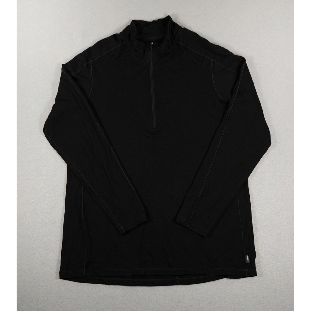 REI Co-op Mens 1/4 Zip Base Layer 100% Merino Wool Long Sleeve Black Size 1XL